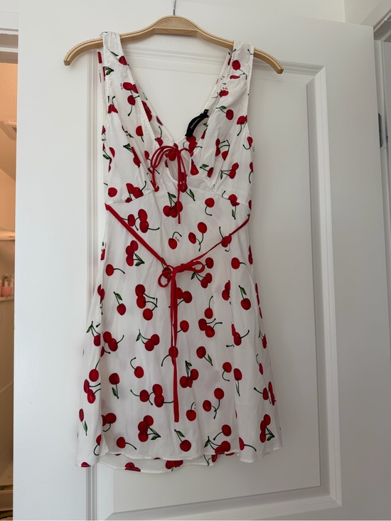 Realisation Par Dresses & Skirts - Realisation Par Tea White Cherry Print Tie-Front Sundress